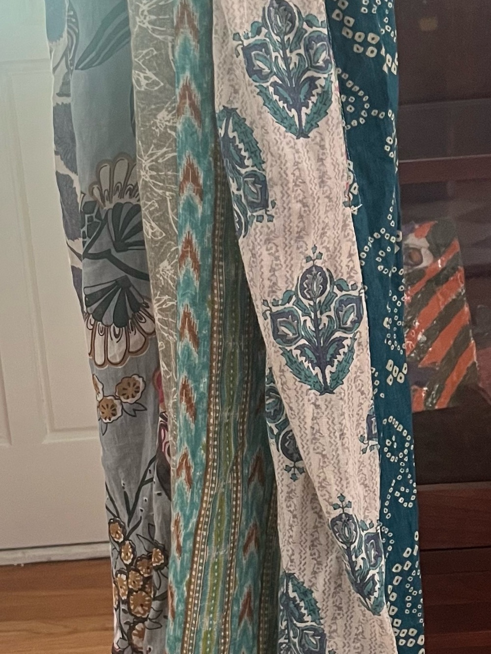 100% Cotton Blue Sky Artistic Maxi Dress with Earthy Tones - Boutique Piece - Picture 12 of 14